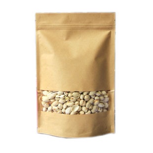 kraft paper stand up zipper pouch with clear window